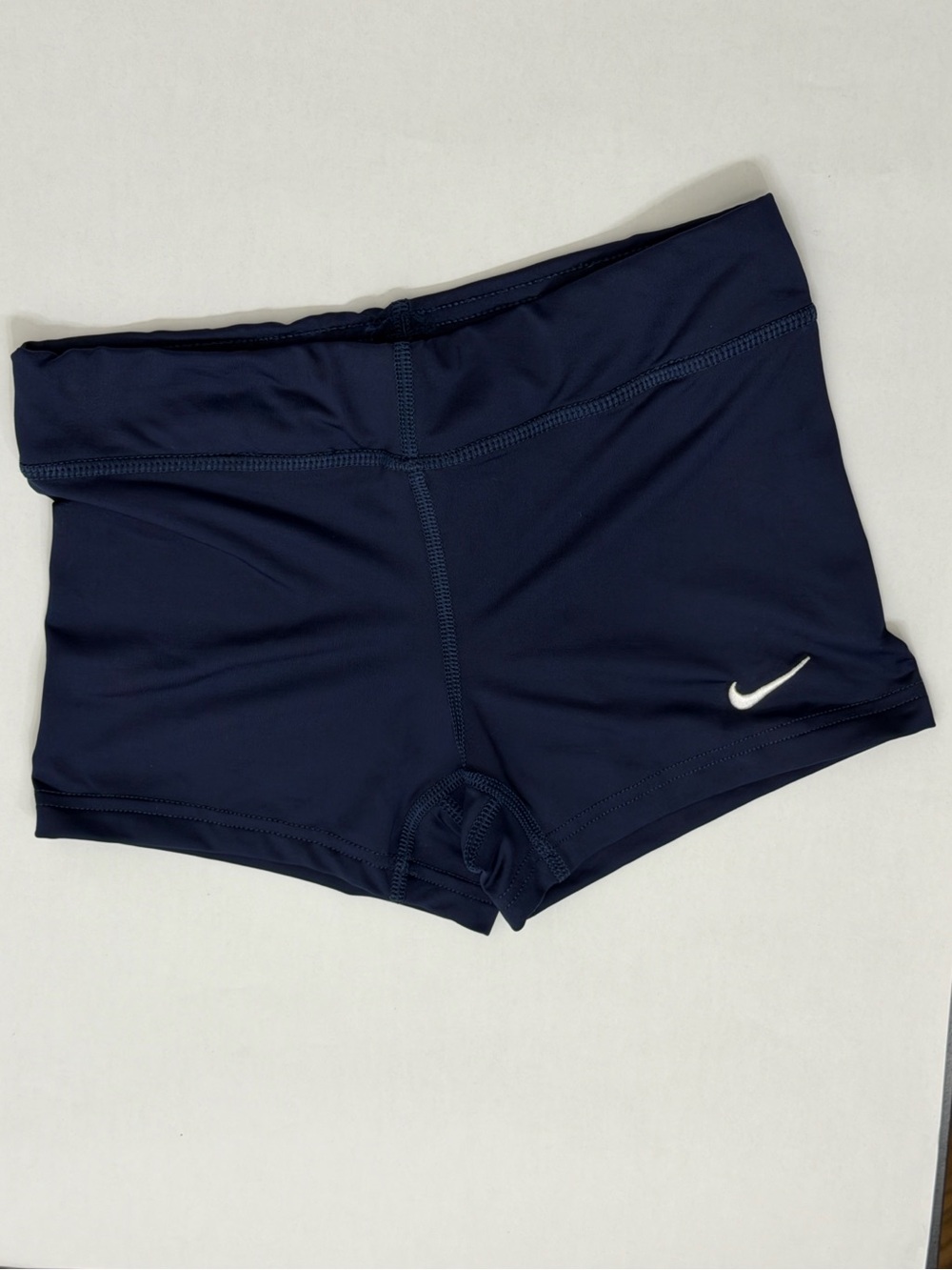 NWT Nike Girls Navy Athletic Shorts with White Swoosh